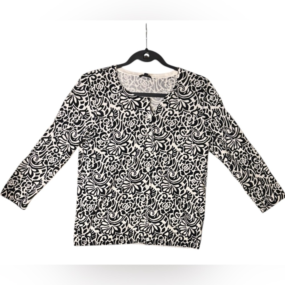 Talbots Black and White Print Sweater